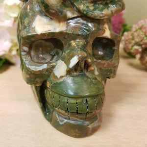 Rainforest Rhyolite Skull with Flower