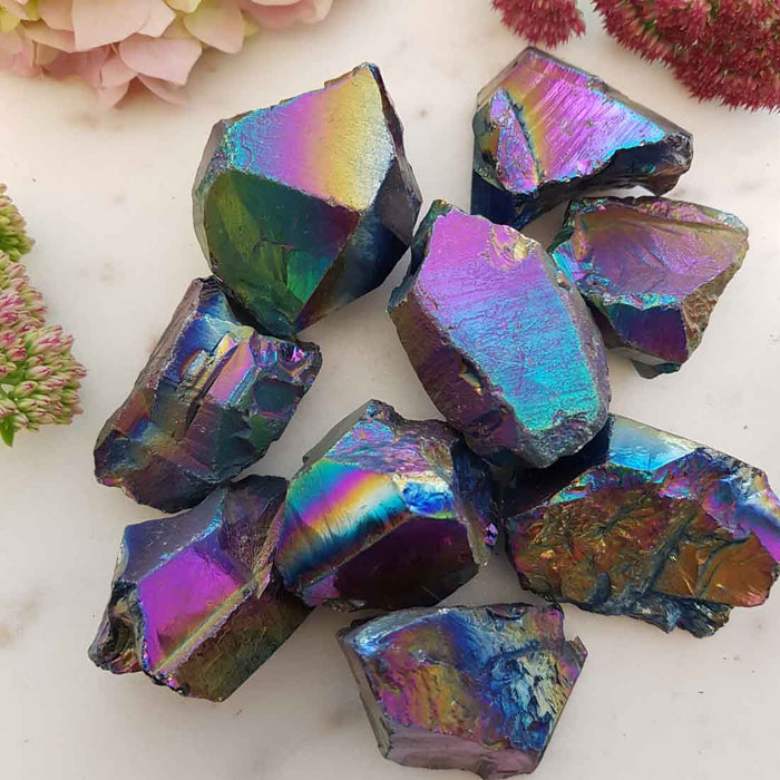 Titanium Electroplated Quartz  Rough Rock (assorted. approx. 1.5-3x1.5-2cm)