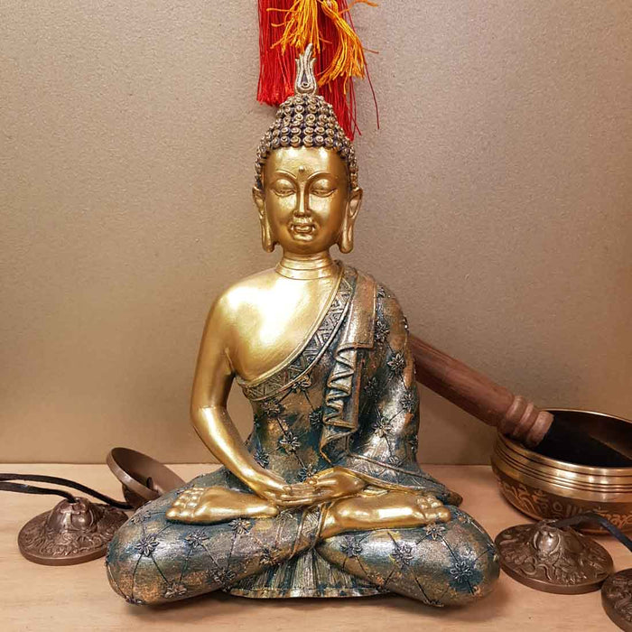 Blue & Gold Buddha (approx.18x9.5.25.5cm)