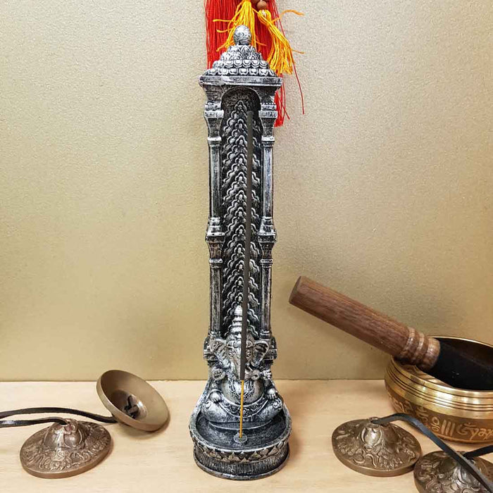 Silver Look Ganesh Incense Holder (7x6.7x26.8cm)