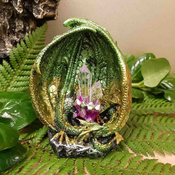 Green Dragon With Crystals LED (approx. 12x6x5cm)