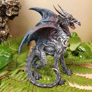 Roaring Grey Dragon with Crystal Chest Plate
