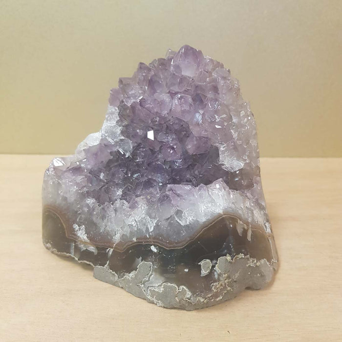 Amethyst Cluster with Polished Edge and Cut Base (approx. 10x12x7cm)