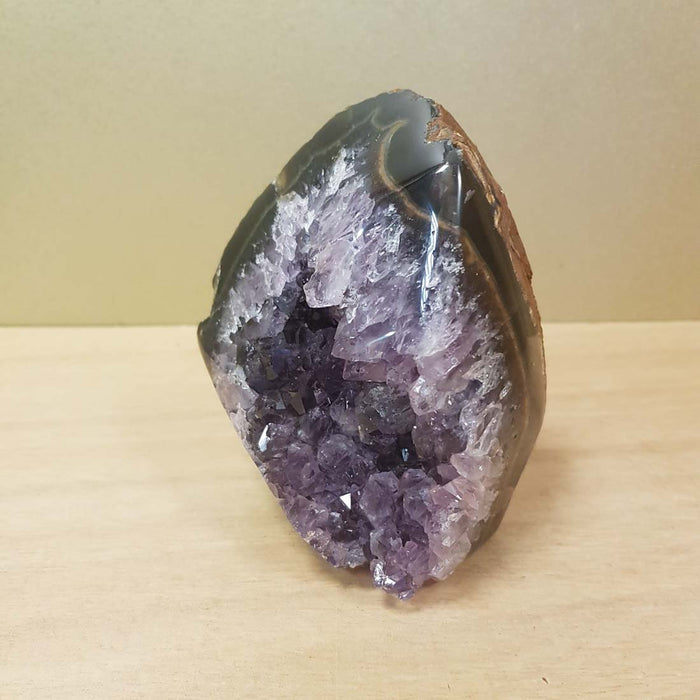 Amethyst Cluster with Polished Edge and Cut Base (approx. 11x10x6cm)
