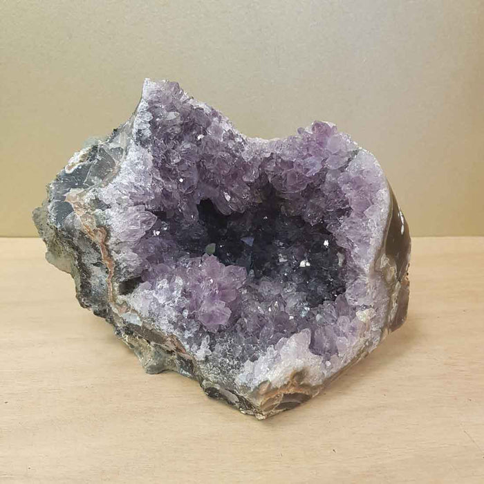 Amethyst Geode with Polished Edge and Cut Base (approx. 12X16X12cm)