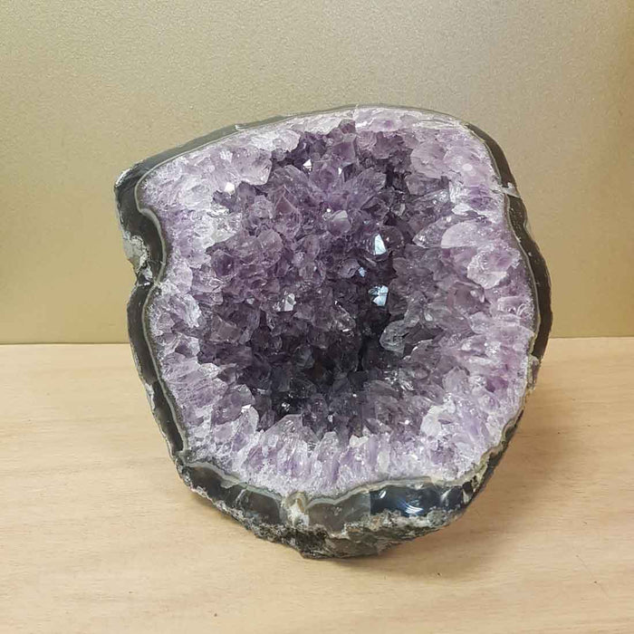 Amethyst Geode with Polished Edge and Cut Base (approx. 15x18x15cm)