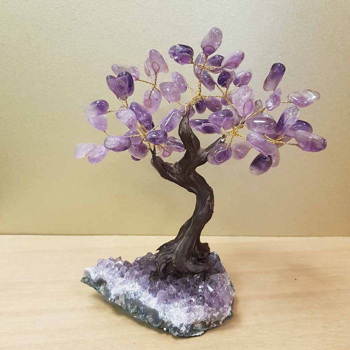 Amethyst Tree on Amethyst Cluster (approx. 22x18x10cm)