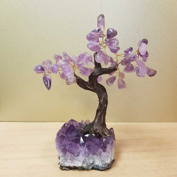 Amethyst Tree on Amethyst Cluster (approx. 22x18x10cm)