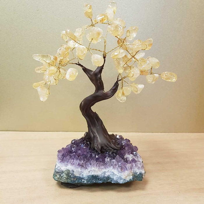 Citrine Tree on Amethyst Cluster (approx. 22x14x11cm)