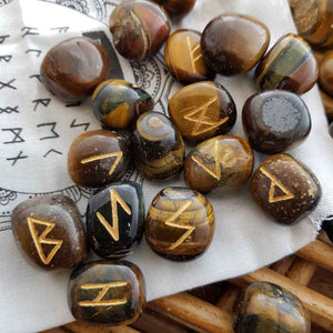 Gold Tiger's Eye Runes Set