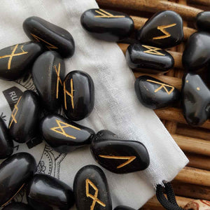 Black Agate Runes Set