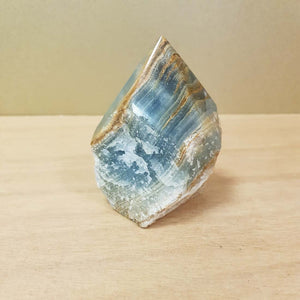 Blue Calcite Point with Rough Cut Base