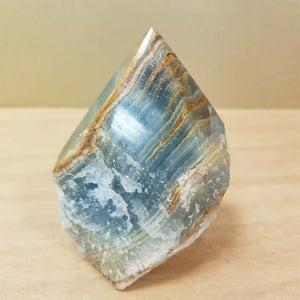 Blue Calcite Point with Rough Cut Base