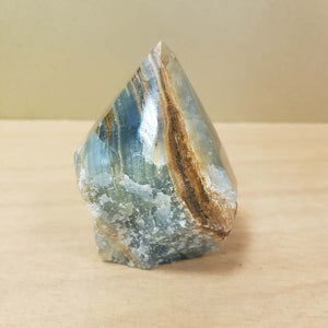 Blue Calcite Point with Rough Cut Base