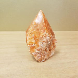 Orchid Calcite Point with Rough Cut Base