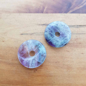 Rainbow Fluorite Donut Pendant