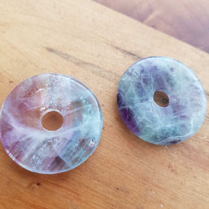 Rainbow Fluorite Donut Pendant