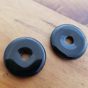 Black Obsidian Donut Pendant