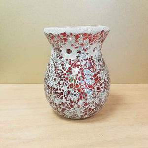 Red Turkish Mosaic Oil Burner Red on White