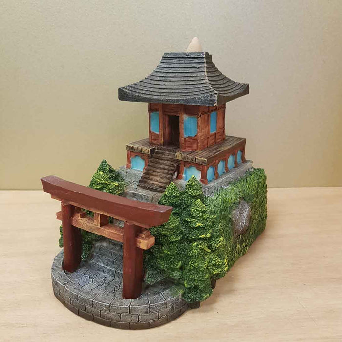 Japanese Garden Temple Backflow Incense Burner (approx. 19x16x14.5cm)