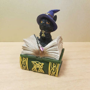 Black Cat Spellbook Trinket Box