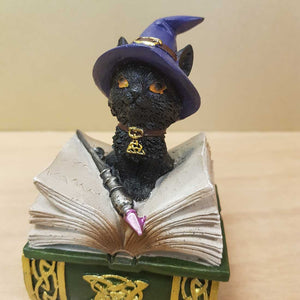 Black Cat Spellbook Trinket Box