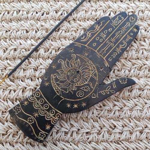 Gold Palmistry Incense Holder (approx. 20x9.5cm)