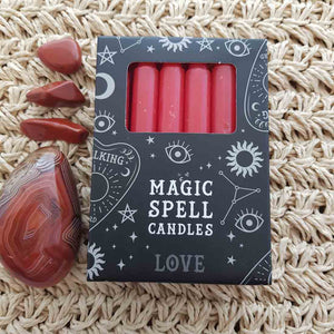 Red Love Magic Spell Candles (box of 12 approx. 10x1cm per candle)