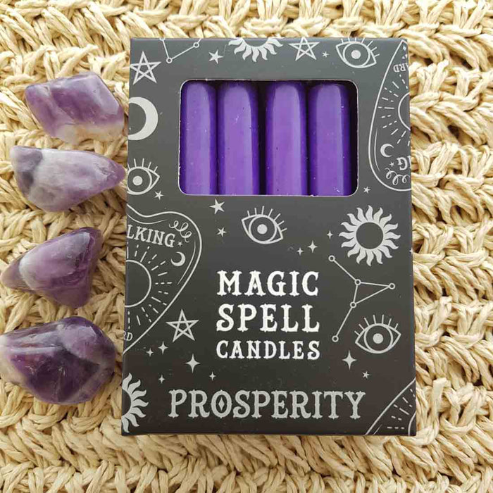 Purple Prosperity Magic Spell Candles (box of 12 approx. 10x1cm per candle)