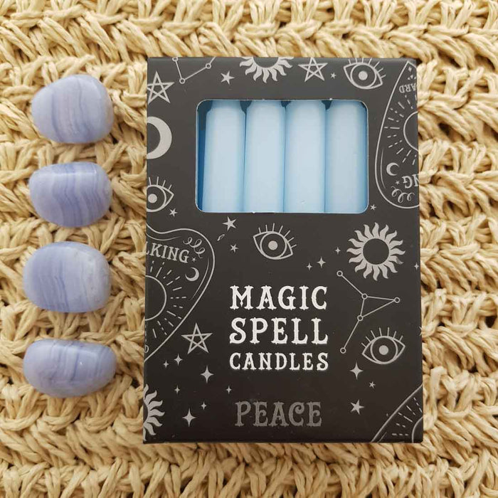 Light Blue Peace Magic Spell Candles (box of 12 approx. 10x1cm per candle)