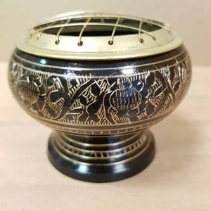 Brass & Black Engraved Charcoal Resin Burner