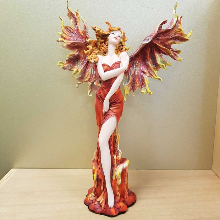 Fire Fairy on Candle Look Pedestal  (approx. 24.5x12.5x36cm)