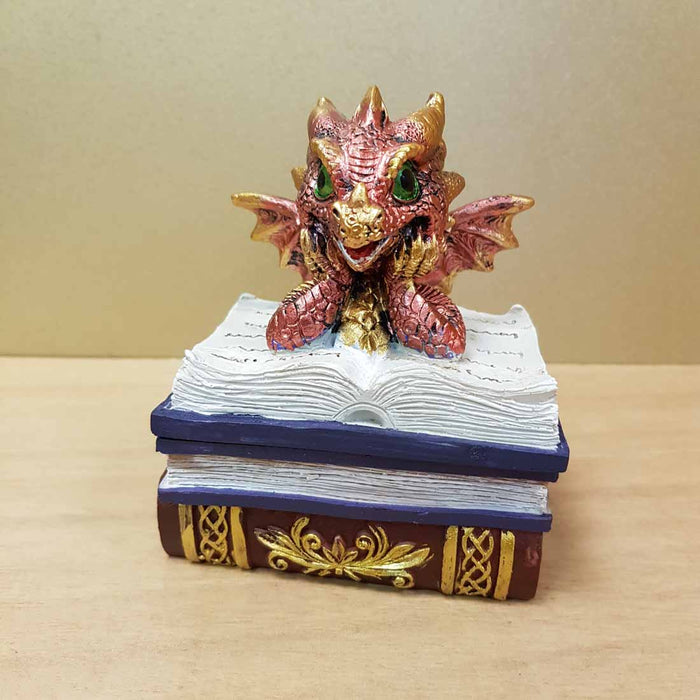 Red Dragon Book Trinket Box (approx. 10x7x12cm)
