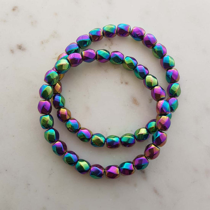 Non-Magnetic Rainbow Hematite Look Nugget Bracelet (assorted)