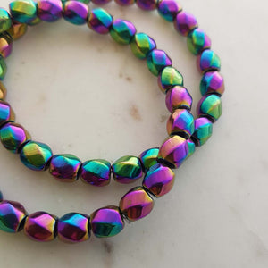 Non-Magnetic Rainbow Hematite Look Nugget Bracelet