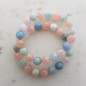 Morganite & Aquamarine Bracelet (assorted. approx 10mm round beads)