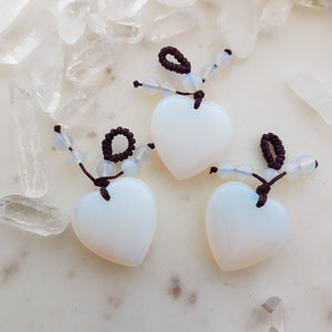 Opalite Heart Pendant with Beads