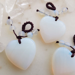 Opalite Heart Pendant with Beads
