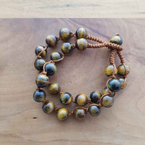 Gold Tiger's Eye Two Strand Bracelet