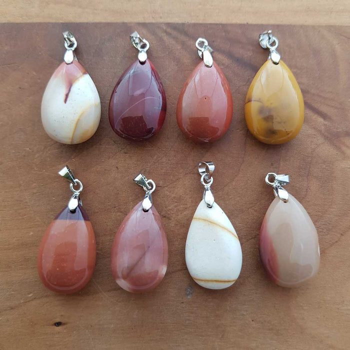 Mookaite Jasper Tear Drop Pendant (assorted. silver look brass)