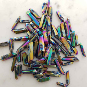 Electroplated Quartz Natural Point Bead