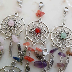 Dream Catcher Pendant/Keyring Charm with Crystal Chips