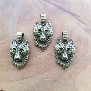 Bronze Look Wolf's Head Pendant