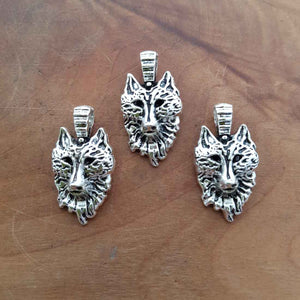 Silver Look Wolf's Head Pendant