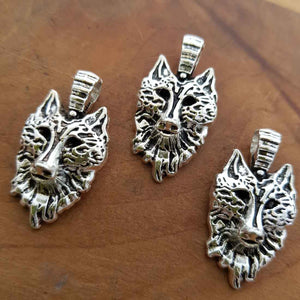 Silver Look Wolf's Head Pendant