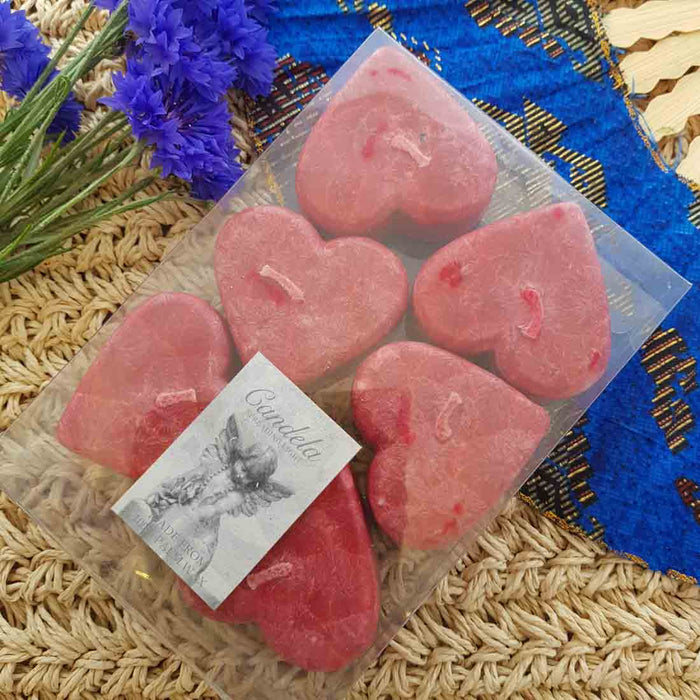 Cranberry Heart Candle Set (6 small candles)