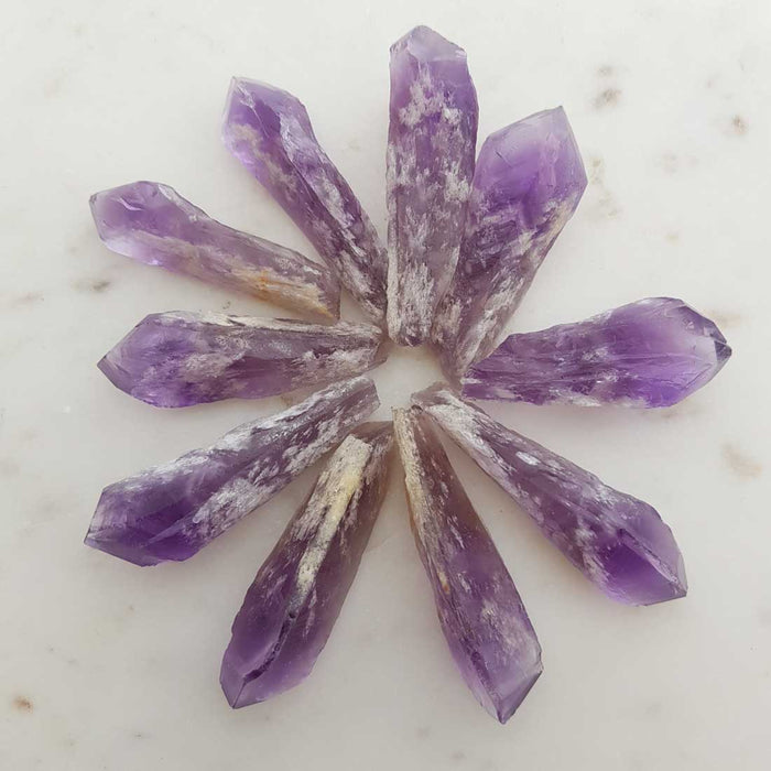 Amethyst Cathedral Natural Point (assorted. approx. 6-8.4x1.8-2.5cm)
