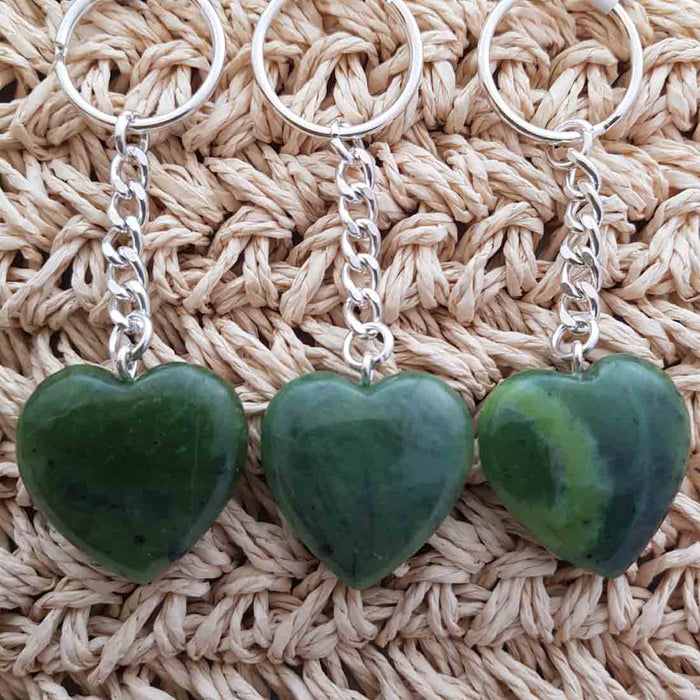 Green Jade Heart Keyring (assorted)
