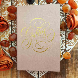 Goddess Journal with Gold Pen Dusky Rose Leather Look