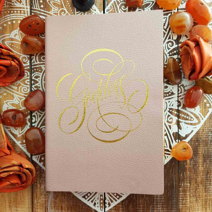 Goddess Journal with Gold Pen Dusky Rose Leather Look (approx. 12x16x2cm)